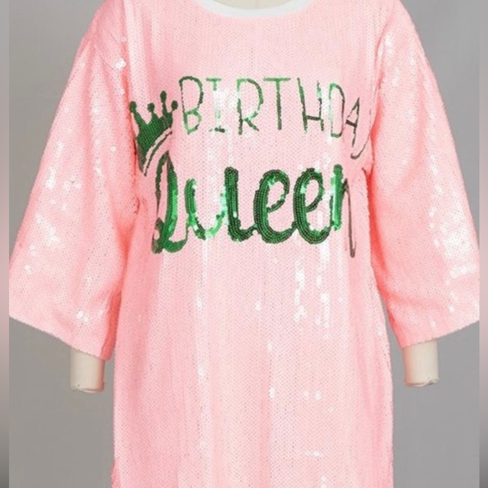 Birthday queen sequins T- shirt dress